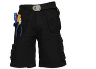 Pantalones cortos negros de costura triples del trabajo del cargo con los bolsillos de la pistolera de la manera del pliegue