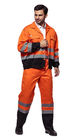 Altos uniformes del trabajo de la visibilidad de la tela al aire libre de la tela cruzada con EN multi ISO 20471 de los bolsillos