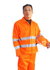 Altos uniformes anaranjados del trabajo de la visibilidad con la cremallera bidireccional resistente y los puños Elasticated 